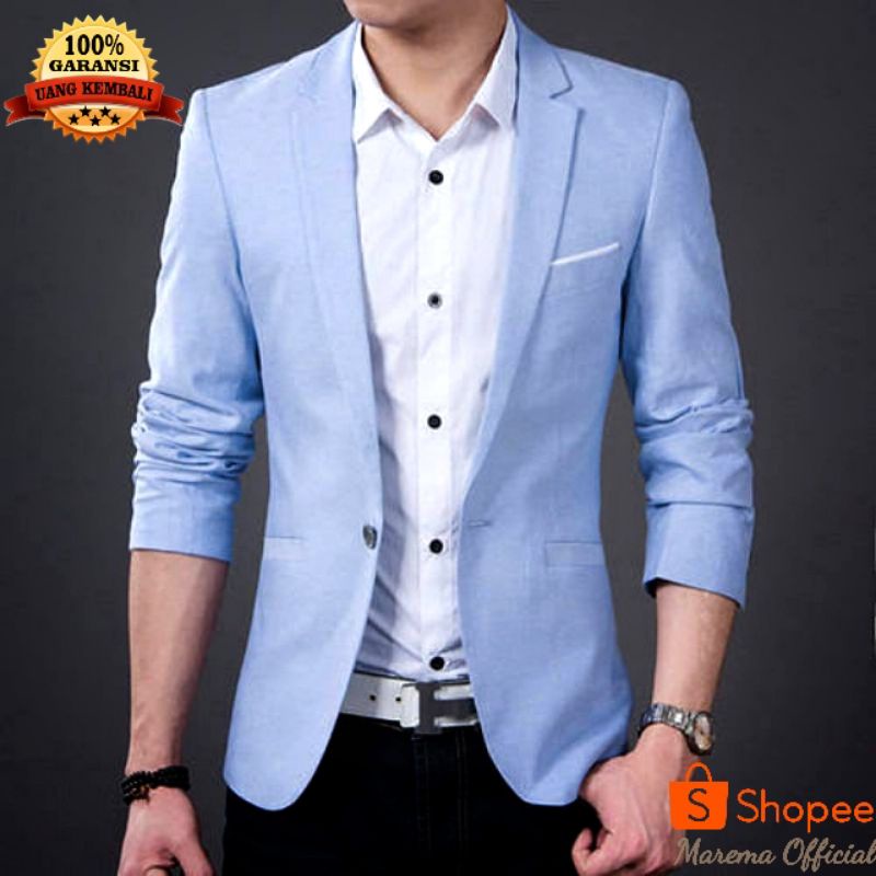 BLAZER PRIA / BLAZER KERJA BIRU MUDA