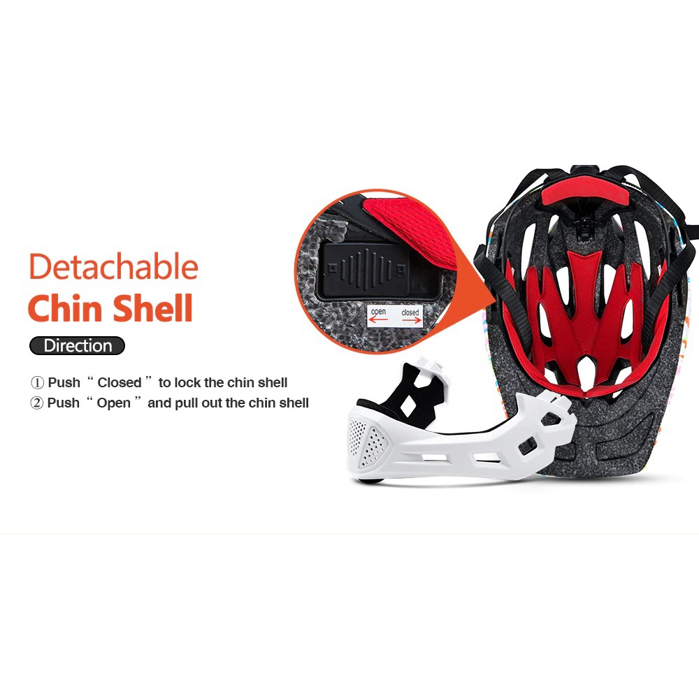 Helm Modular Sepeda Anak Full Face Bike Riding Helmet Protective Gear - CHF78 - 7RSEF8BK Black