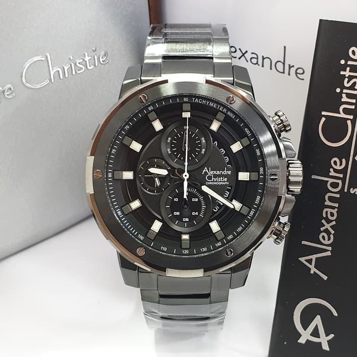 JAM TANGAN PRIA ALEXANDRE CHRISTIE AC 6528 / AC6528 FULL BLACK ORIGINAL