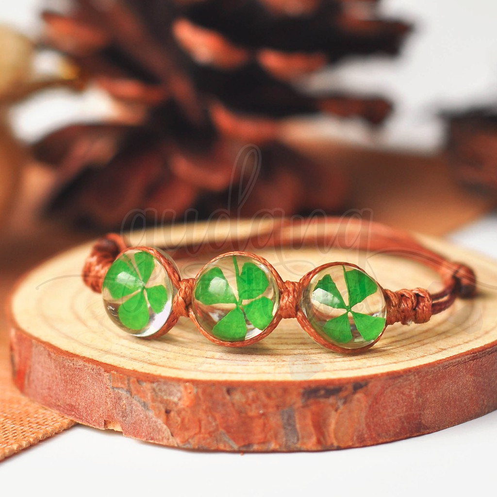 Gelang Tiga Bola Lucky Clover Dry Flower GH 205119
