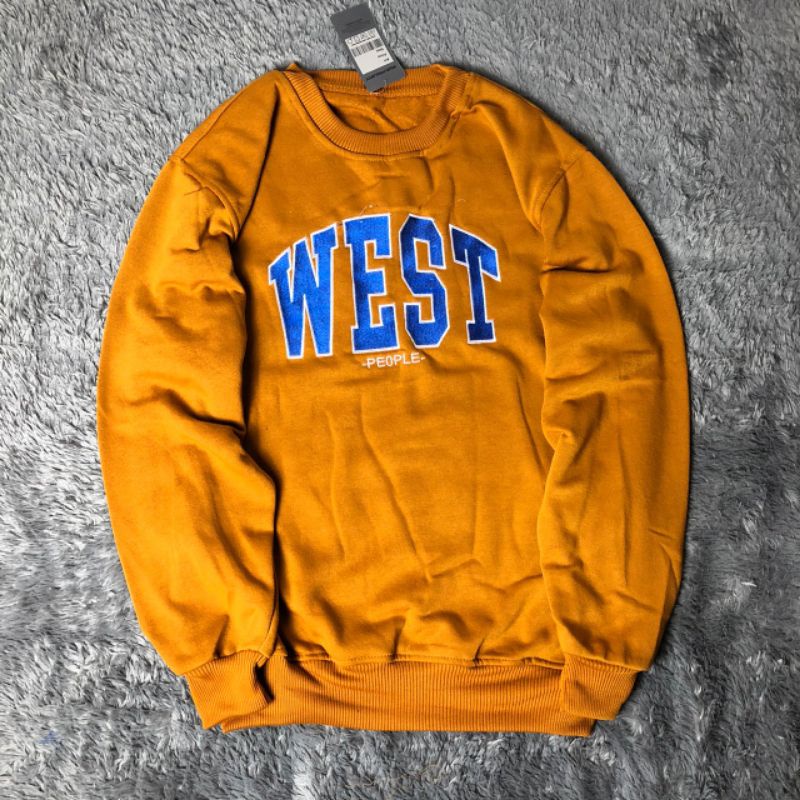 SWEATER CREWNECK BORDIR WEST BORDIR/ CREWNECK OBLONG SOUNTH BORDIR/PRIA/WANITA/COD