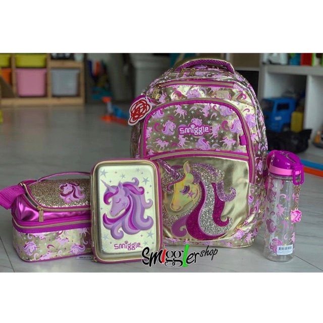 Smiggle - set backpack smiggle gold unicorn series
