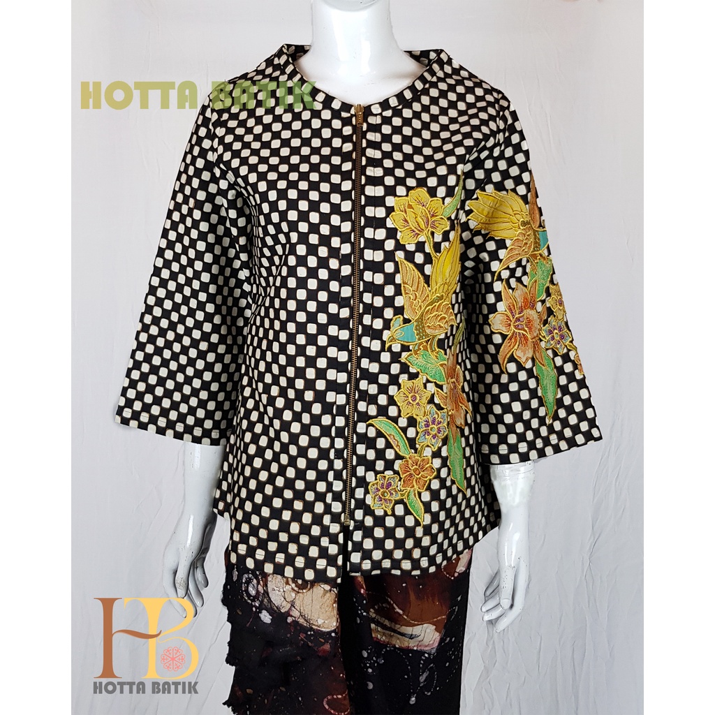 Atasan Blouse Batik Wanita Kombinasi Bordir