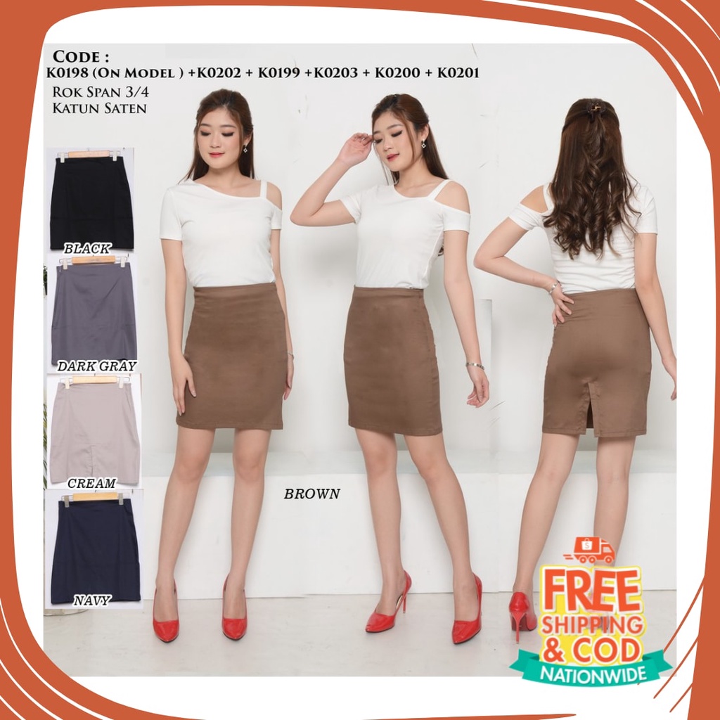 Plisket Jins Dnim MEkar biru merah hitam kuning hijau putih abu /  Khlove89 Aener Rok Span Pendek 3/