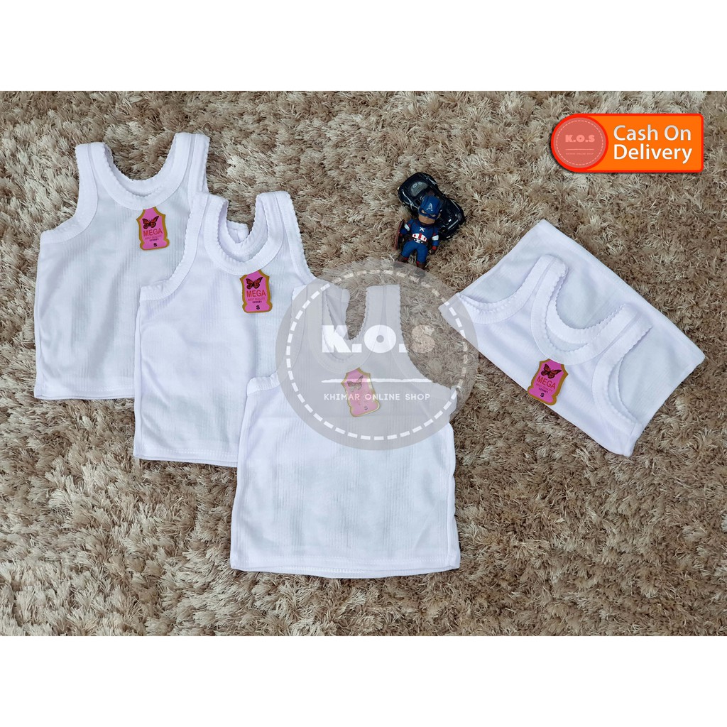 kaos dalam anak singlet anak unisex terlaris khusus putih ukuran s,m,l,xl,3l