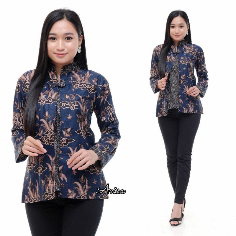 BAJU BATIK WANITA - BATIK WANITA MODERN MONALISA GENES M,L,XL,XXL asli PEKALONGAN-No 2