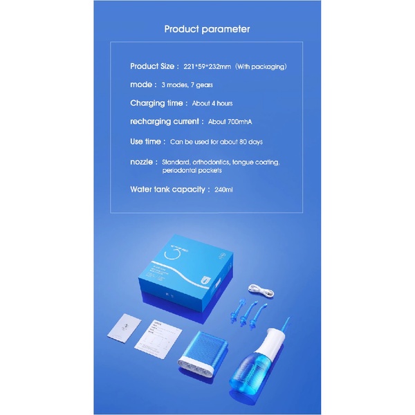 SOOCAS W3 PRO - Portable Oral Irrigator Flosser - Penyemprot Sela Gigi Bertekanan - Tidak Merusak Gigi dan Gusi