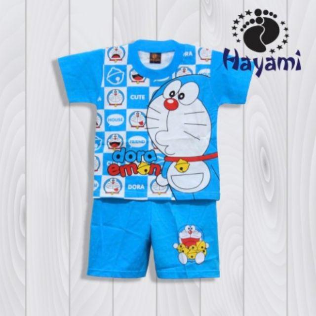 Setelan Baju Kaos Anak Umur 1 - 11 Tahun Superhero Spiderman Captain America Batman Doraemon Murah