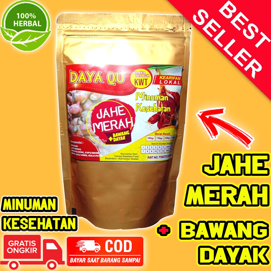 100% Herbal - Jahe Merah Bubuk + Bawang Dayak Ramuan Untuk Penderita Diabetes Melitus & Darah Tinggi