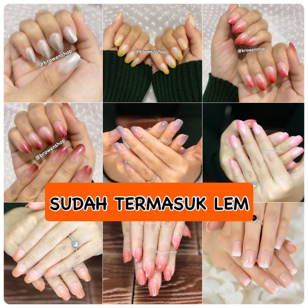 kuku palsu french ombre gradasi fake nail gradation