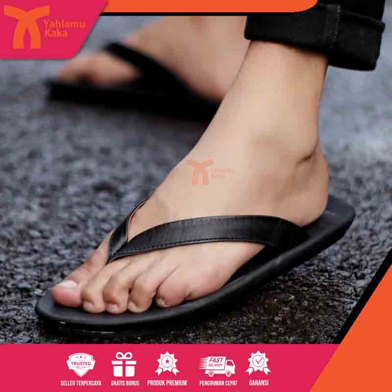 YLK x CLIP - Sandal Jepit Pria Kasual Model Minimalis Bahan Kulit Sapi Asli Kualitas Premium - Senda