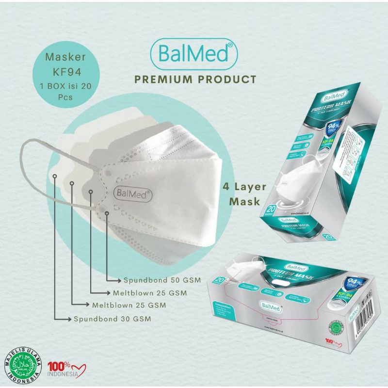 BALMED KF94 MASKER MEDIS (4 PLY KF 94 PROTECH MASK BALMED) ISI 20PCS
