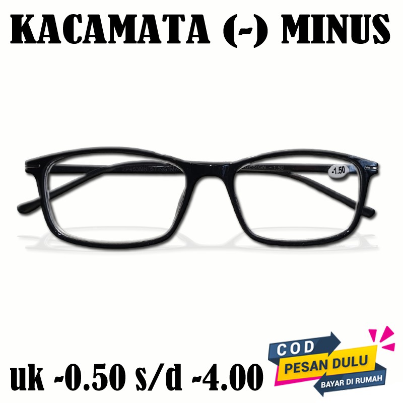 COD Kacamata Minus Pria Wanita Frame Kotak Hitam Reading Glasses Unisex Kaca mata Baca Rabun Jauh