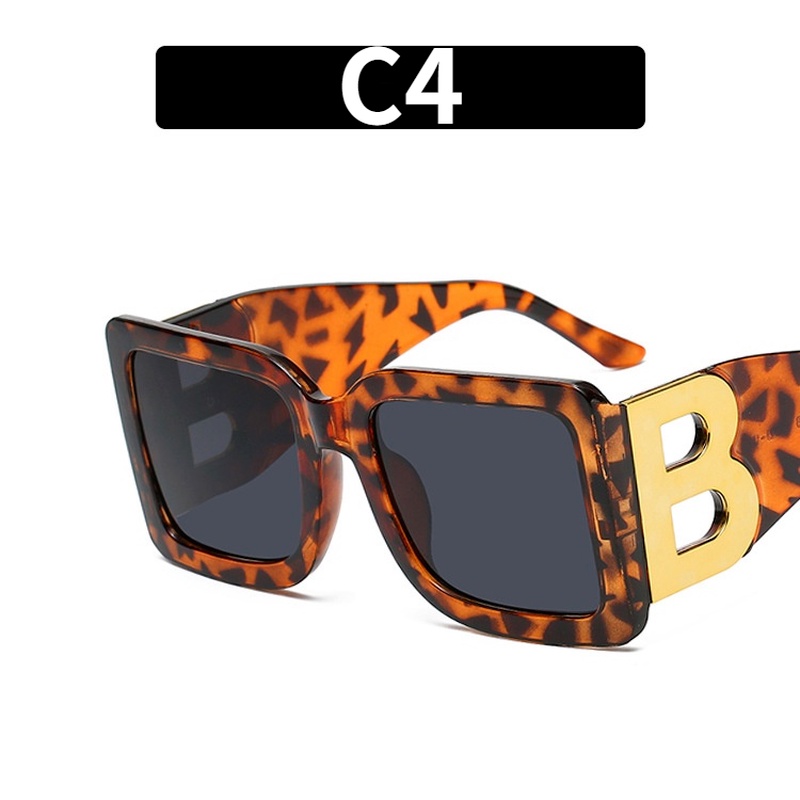 (YUZHU) COD INS Style Oversized Square Sunglasses B Letter Kacamata Retro Tren Eropa dan Amerika Wanita