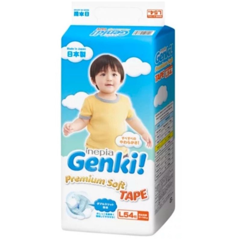 Nepia Genki Premium Soft Tape L54/Popok Perekat Premium Bayi/Diaper Bayi