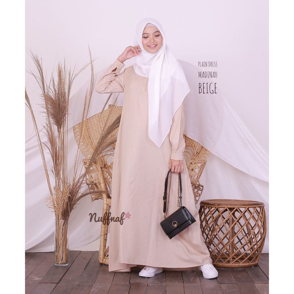 NUFFNAF PLAIN DRESS MADINAH BEIGE AUTHENTIC