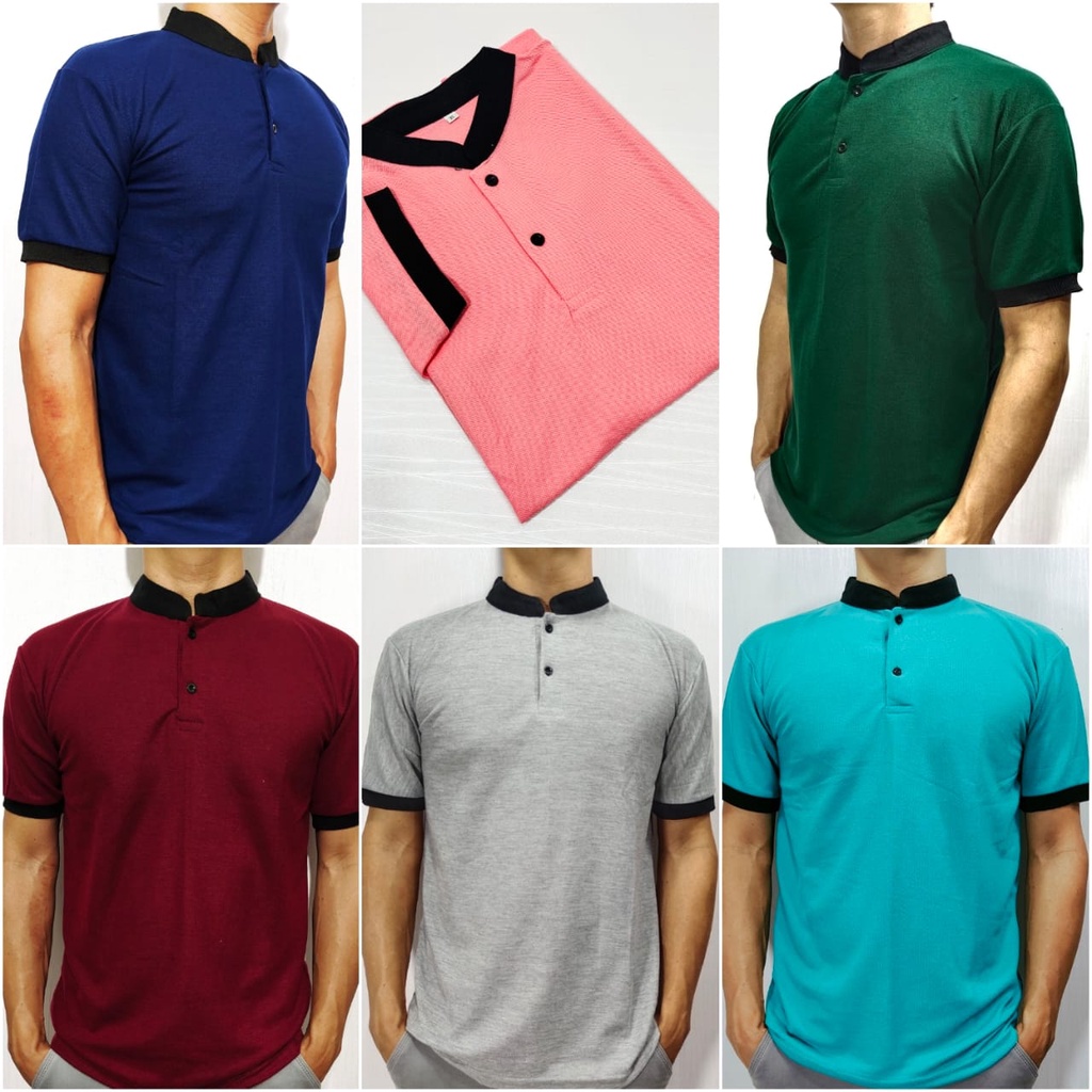 Kaos Polo shirt Kerah polos Shanghai pria dewasa lengan pendek
