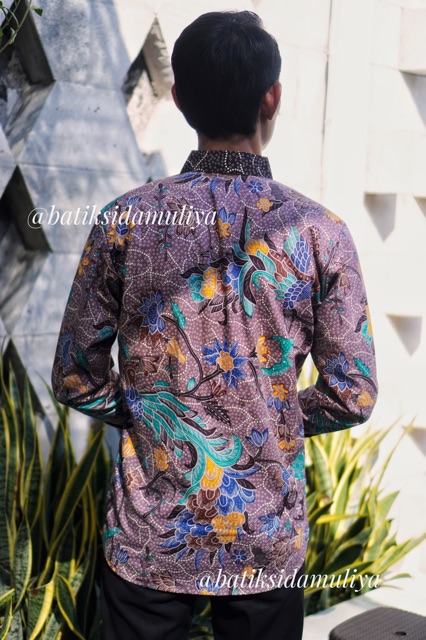 Sidamuliya Batik Kemeja Pria Slimfit Premium Wood Phoenix Lengan Panjang