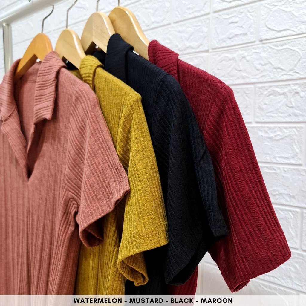 4414 swings collar short knit one set polos rib shirt premium