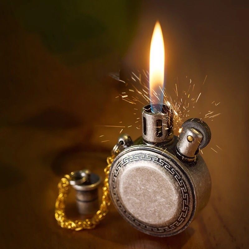 COD- jual murah korek api antik bulat souvenir unik korek api isi ulang zippo