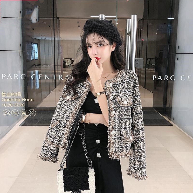 jaket korean style wanita high-end small fragrance style coat female celebrity autumn small short to