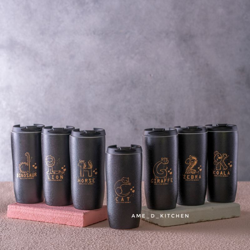 Mug tumbler hitam doff animal MBL-6227