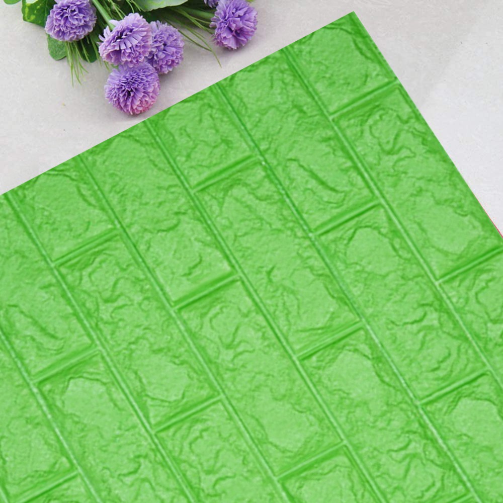 WALLPAPER BATU BATA 3D FOAM PANEL WALLFOAM 70X77 CM·HIGH QUALITY STIKER DINDING KERTAS DINDING BATA-hijau tua
