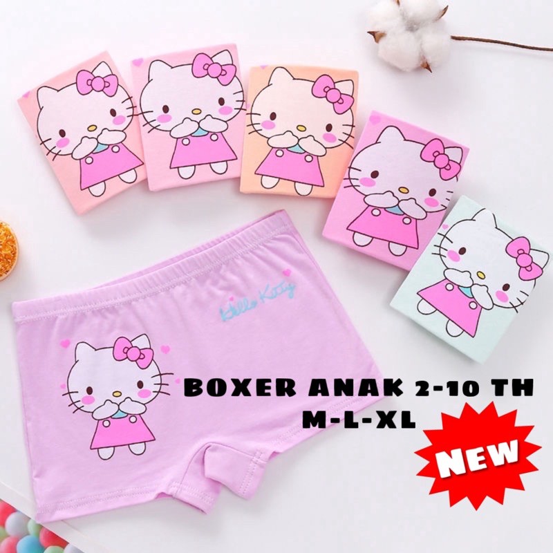 Termurah Pakaian CD Celana Dalam Boxer Anak Perempuan 2-10 Th Hello Kitty / CD Boxer Anak Hellokitty