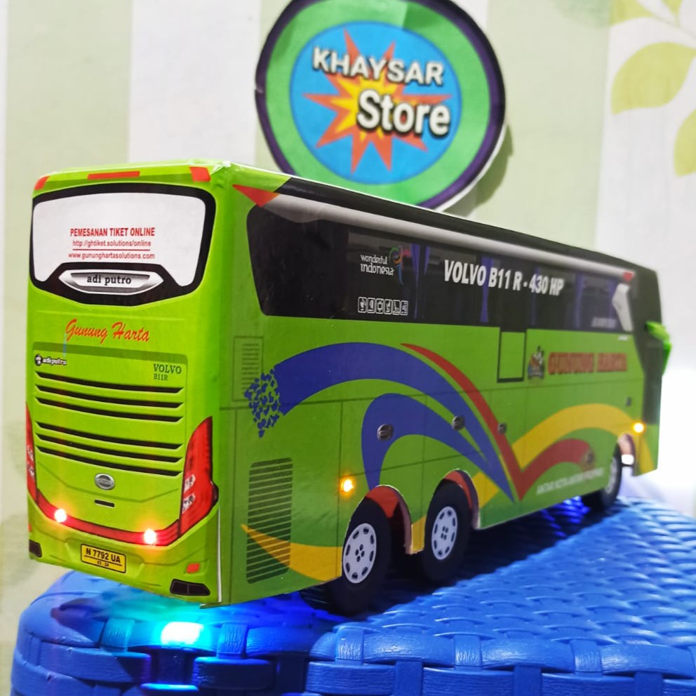 Miniatur bus bis UHD GUUNUNG HARTA  plus lampu