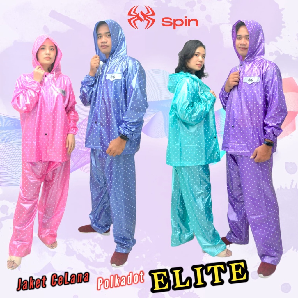 FELWINSHOP Jas Hujan Wanita Polkadot Setelan Jaket Celana Spin Elite