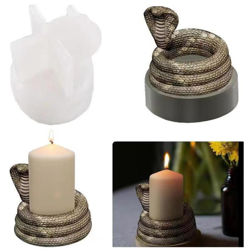 SIY  Cobra Candlestick Epoxy Resin Mold Snake Shaped Candle Holder Silicone Mould DIY Crafts Ornaments Casting Tool