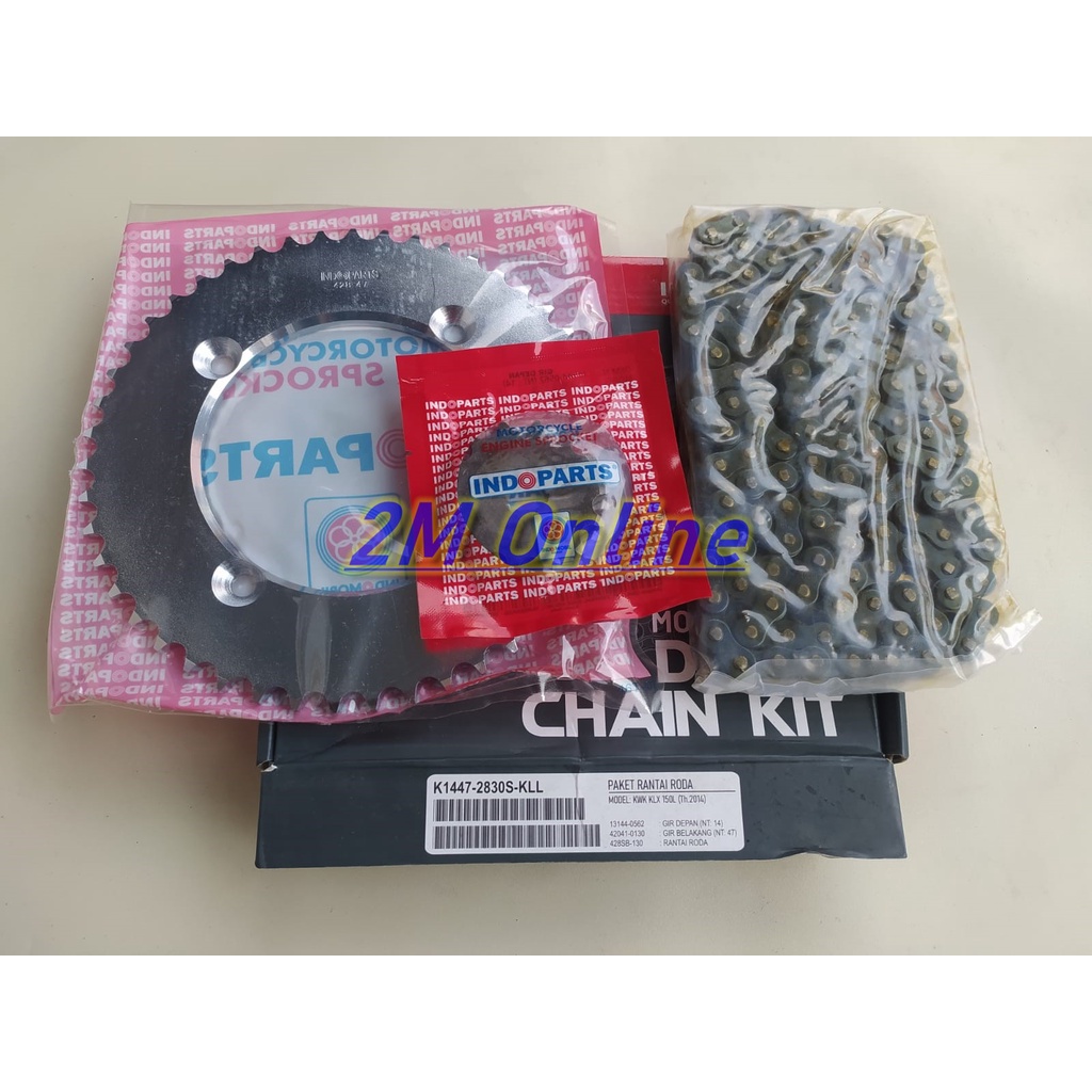 Mdr Gear Set Rantai KLX 150L 14 Solid Bush 14T-47T 428SB-130 Merk Indopart