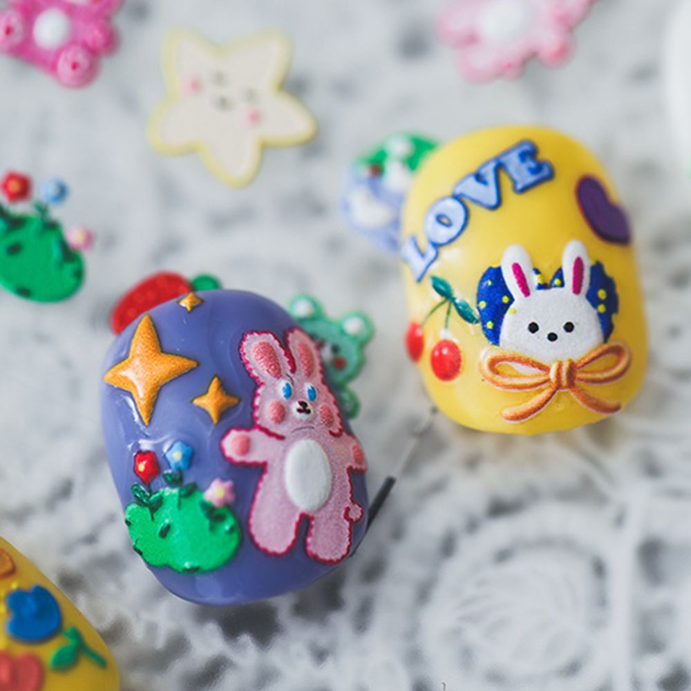 MXBEAUTY Ultra-thin Nail Art Stickers Cute Nail Decal DIY Nail Art Decoration Floret Animals Rainbow Japanese Relief Manicure Accessories
