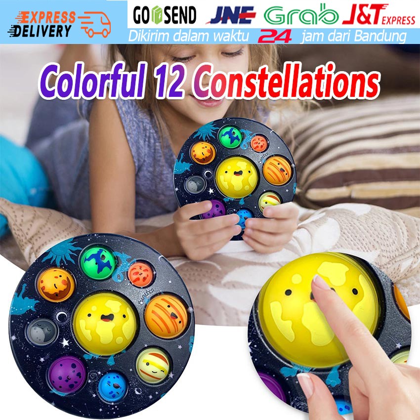 Pop It Planet Simple Dimple Fidget Planet / Simple Dimple Solar System Toys for Kids Stress/ Mainan 