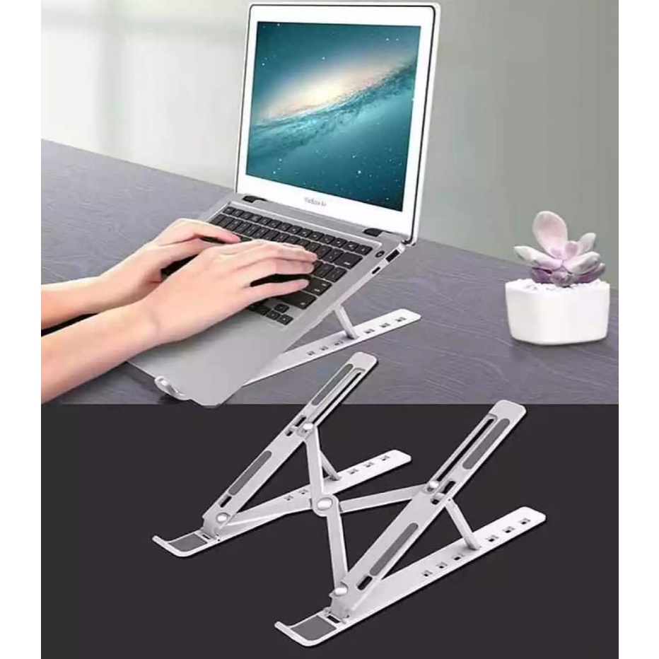 Portable Laptop Stand Adjustable Laptop Macbook Notebook Ipad-Holder Stand Dudukan Lipat Laptop Universal-Holder Stand Laptop Serbaguna Murah-Stand Holder Meja Laptop-Holder Lipat Folding Storage Bracket Laptop Stand