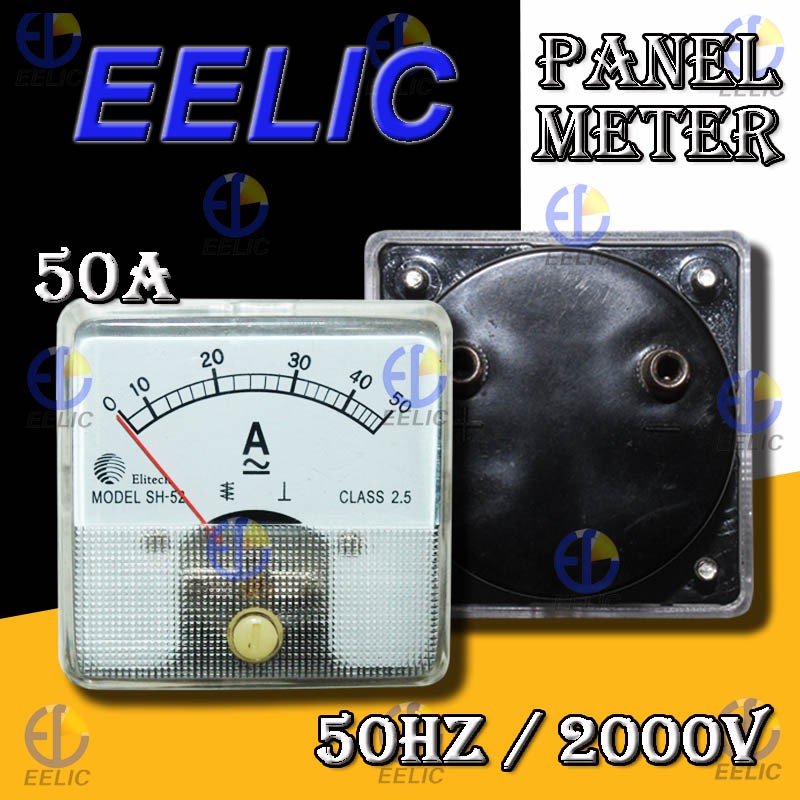 EELIC PAM-52 -A50-1 Panel AC/DC Ampere Meter Analog Program 52 Standart Internasional