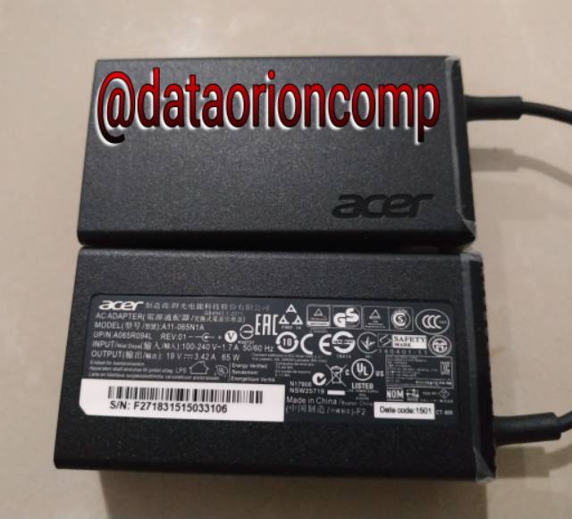 Adaptor Charger Acer 19V 2.37A DC 5.5*1.7 mm Logo For Acer for ES1 131 ES1 432