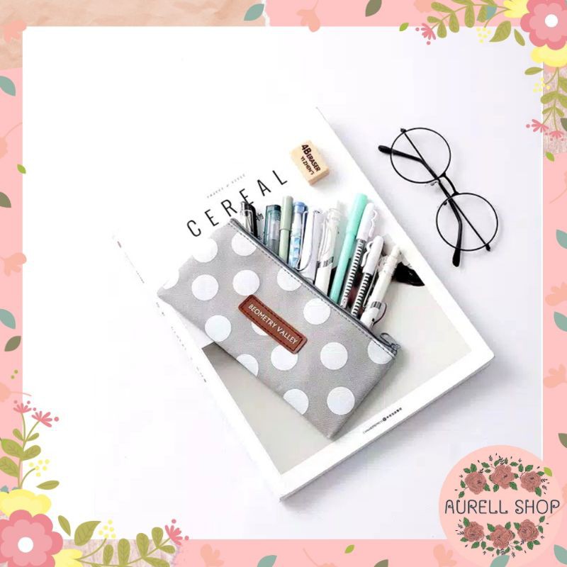 Tempat Pensil Geometry Valley Pencil Case Impor / Tempat Kosmetik / Tepak Pensil-3