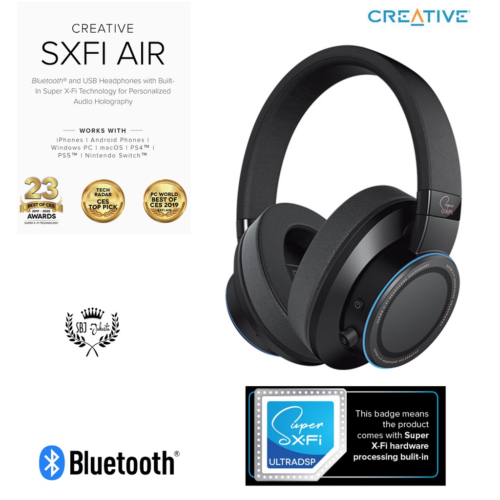 Creative SXFI AIR BLUETOOTH Headset 7.1 CINEMATIC AUDIO SURROUND SUPER X-FI TECHNOLOGY HEADPHONES