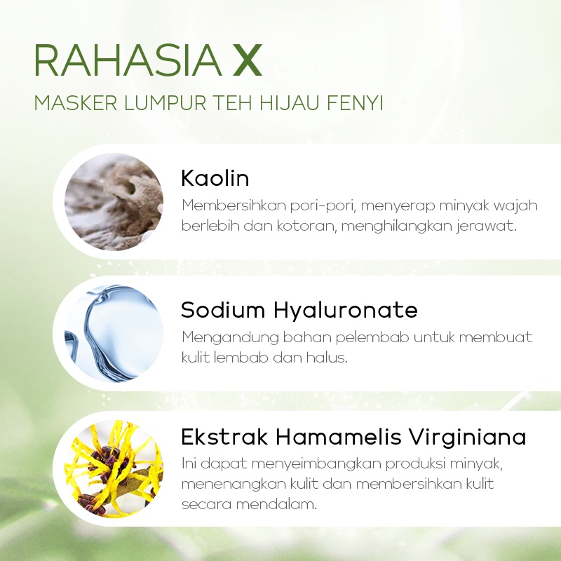 BPOM Fenyi Green Tea Mud Mask Sachet Membersihkan Komedo Mendalam Mud Mask Mengontrol Minyak Jerawat 1pc 5g