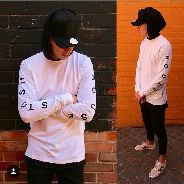 StashHouse Hoodie Longsleeve Tee (White)