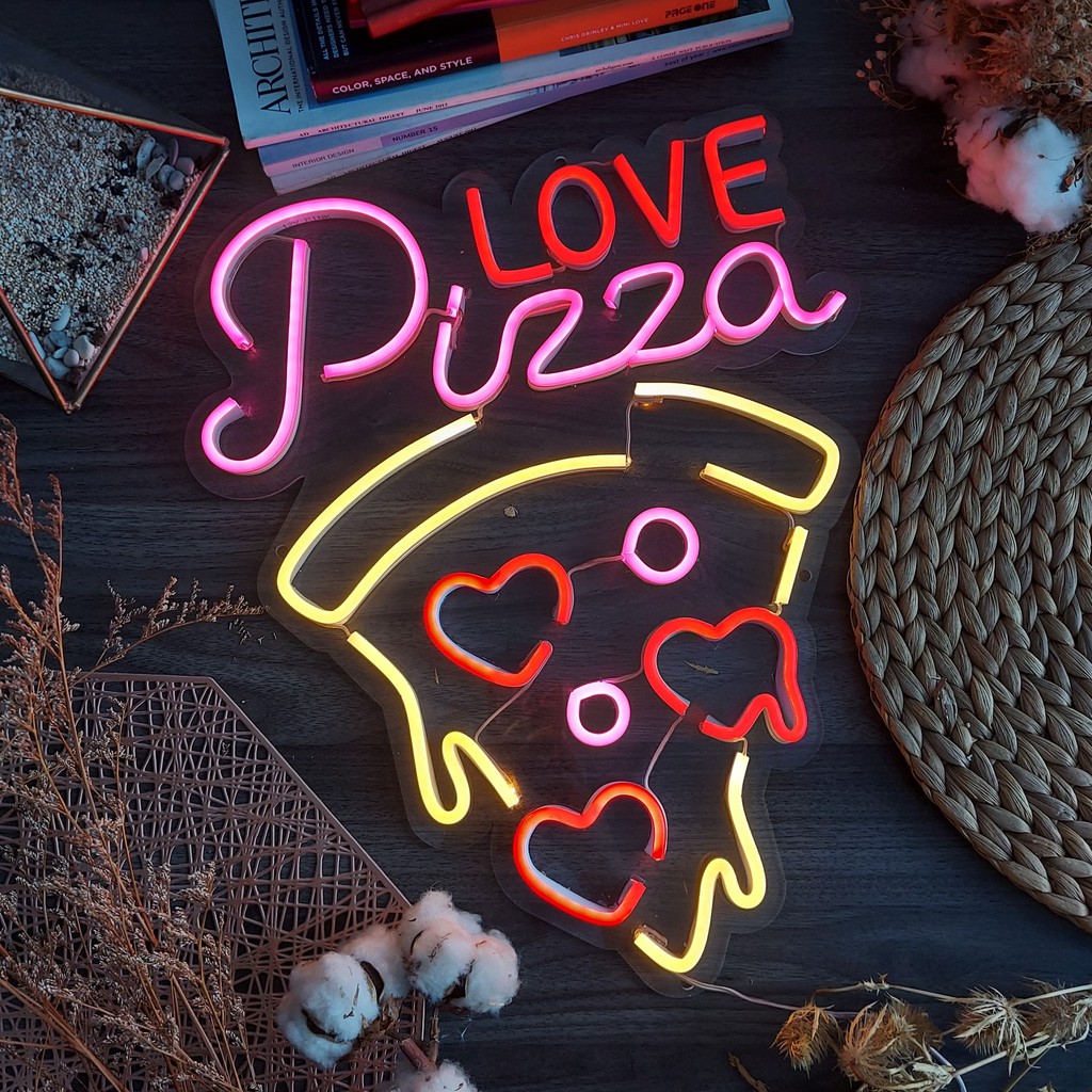 NEON LED TULISAN LOVE PIZZA / NEON PIZZA