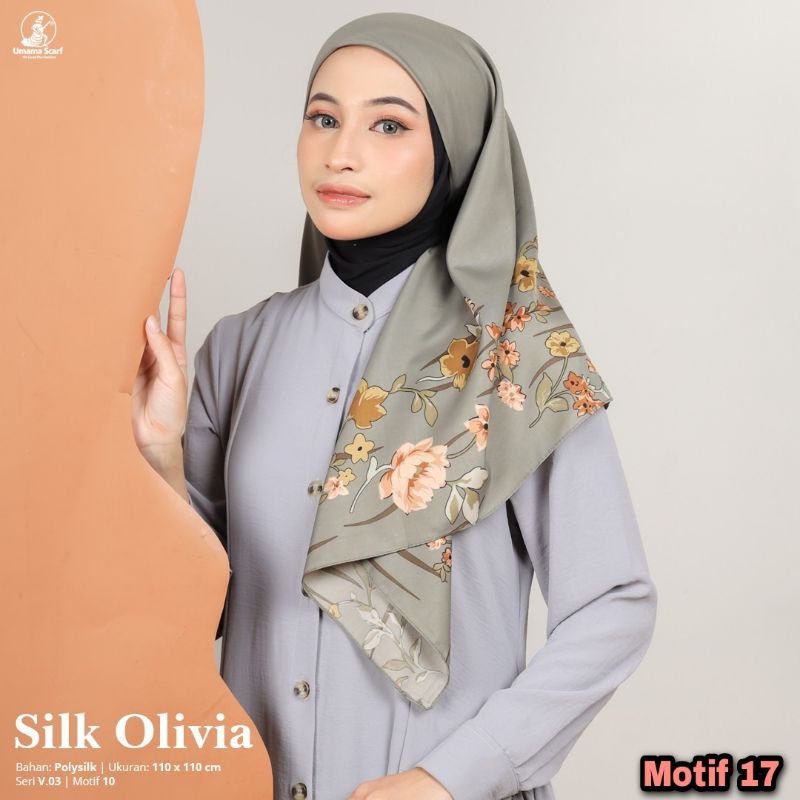 Hijab Umama Silk Olivia Original Premium Jilbab Segiempat Motif