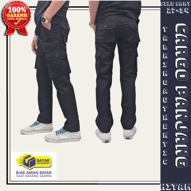 Celana Cargo Premium Kanvas Original Kargo Panjang Pria Slimfit Hitam Pdl Distro Hiking Tactical Ori