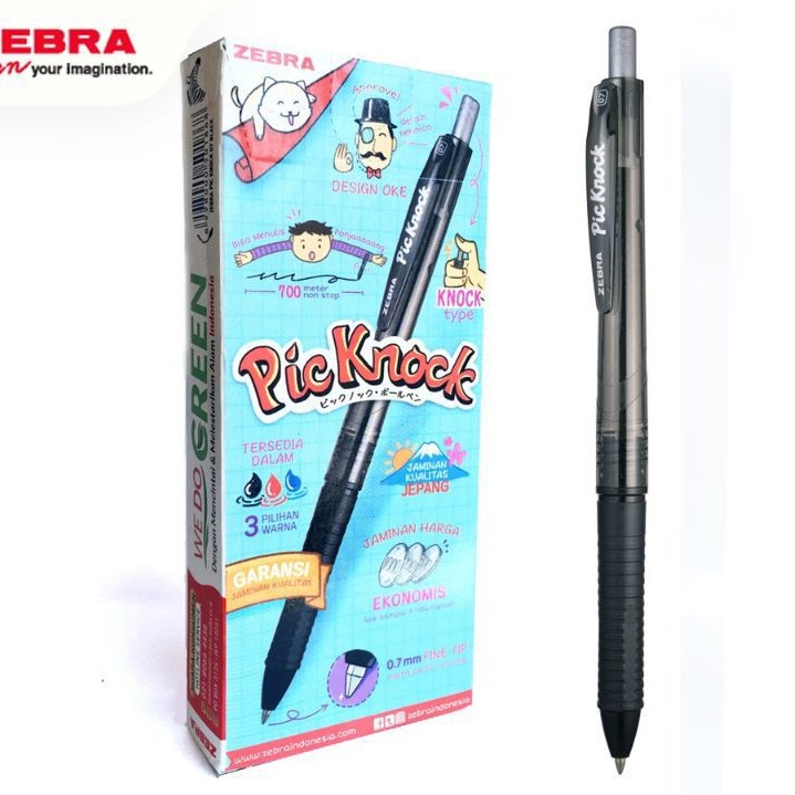 

Pulpen Zebra PicKnock 0.7 MM ( SATUAN ) / Zebra Pic Knock 0.7 MM