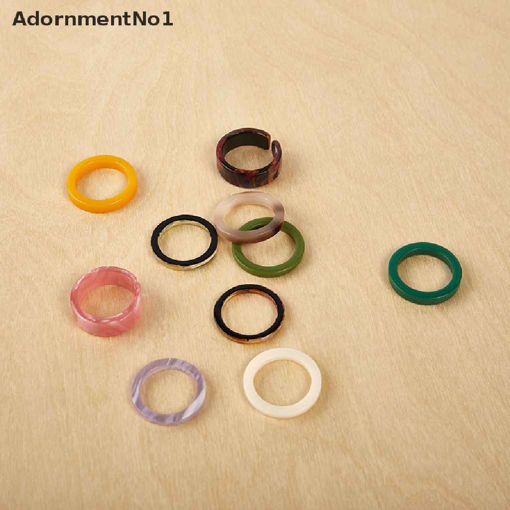 (AdornmentNo1) 10pcs / Lot Cincin Resin Warna Campur Gaya Korea Untuk Wanita