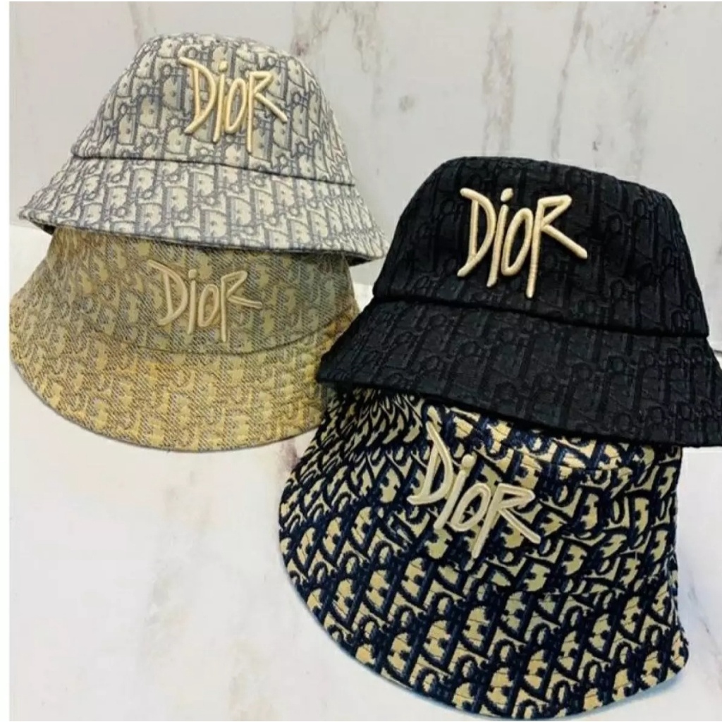 PROMO MURAH  BISA COD -Topi Dior Kanvas Bucket Import - Cream -SEDIA JUGA - bucket hat pria/bucket h