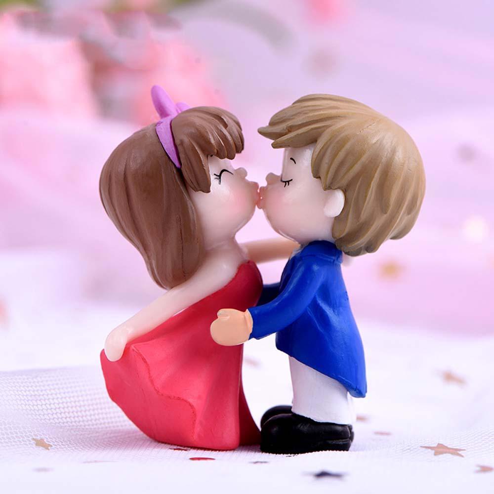 Agustina Miniatur Pecinta Pacar Kartun Rumah Boneka Lanskap Mikro Dekorasi Rumah Couple Boy Home Fairy Garden Figurines