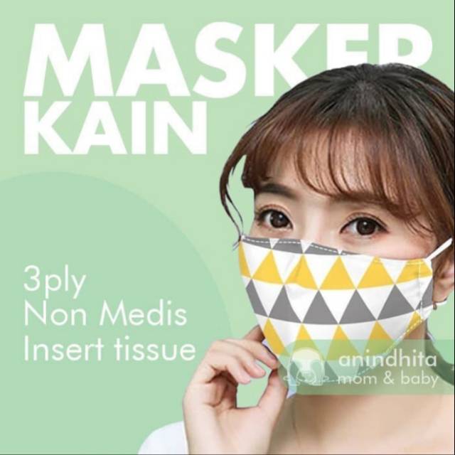 Masker Kain Non Medis 3 Lapis Bisa Sisip Tissue Filter Tambahan