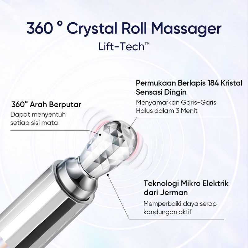 SKINTIFIC 360° CRYSTAL MASSAGER LIFTING EYE CREAM 20g BPOM